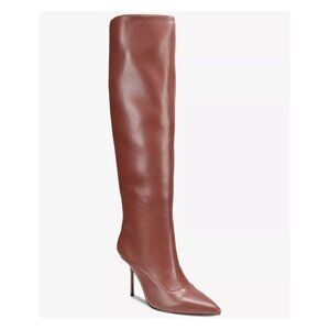 290$ AAJ by Aminah Isabella Tall Shaft Leather Dress Boots Women Size 5.5 Brown